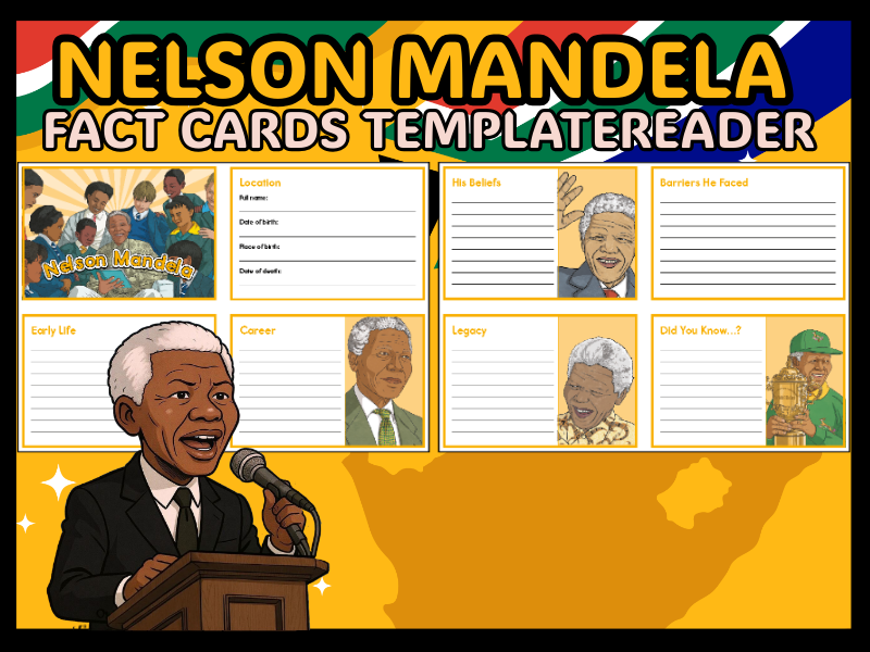 Nelson Mandela Fact Cards Template | Biography Activity | Black History Month