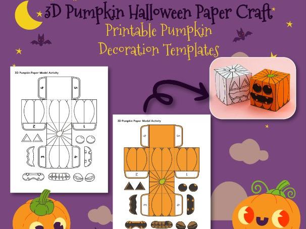 3D Pumpkin Halloween Paper Craft | Printable Pumpkin Decoration Templates