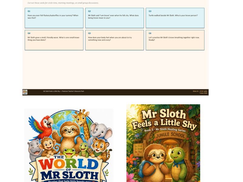 Mr Sloth Feels a Little Shy – Premium PSHE & SEL Emotional Regulation EYFS & KS1 & 2| 5 Lesson Pack