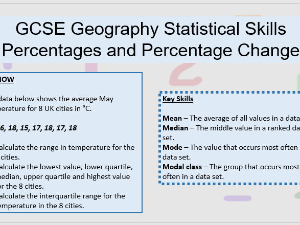 GCSE Geography Statistical Skills - Percentages and Percentage Change