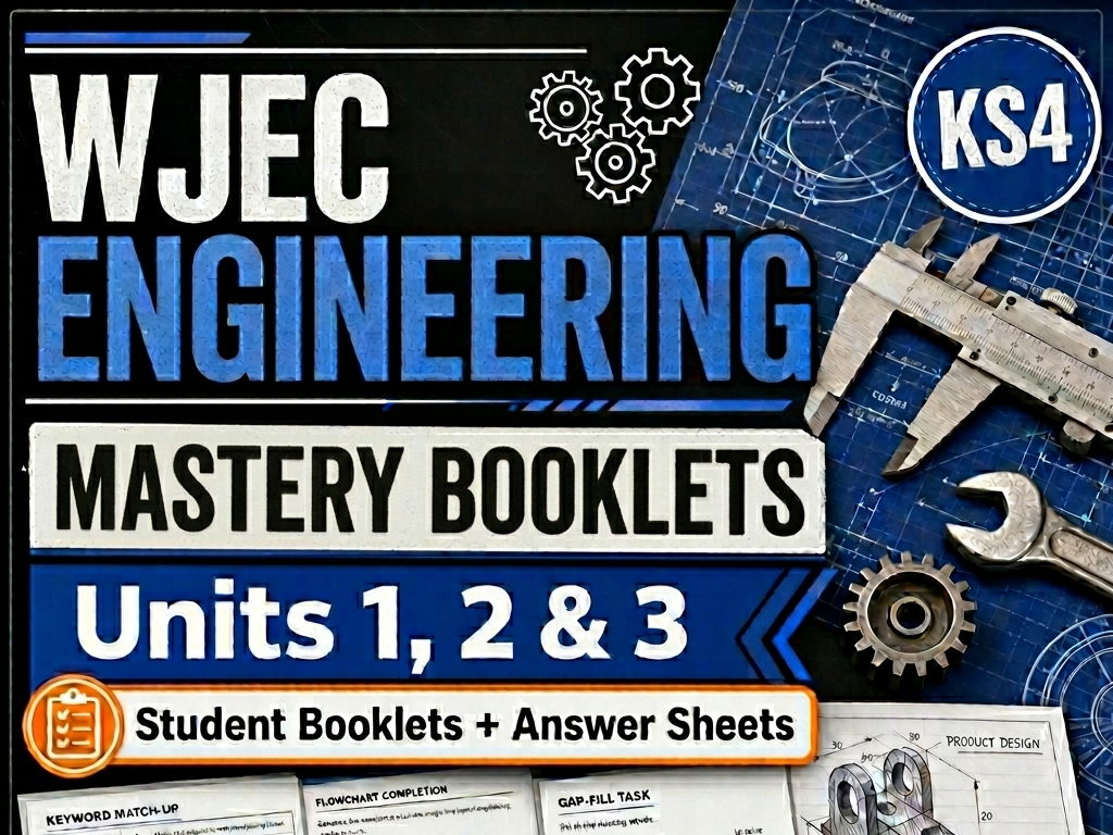 WJEC Level 1/2 Vocational Award in Engineering Complete Booklet Bundle & Answers | Units 1, 2 and 3 | Retrieval, Revision, Exam Prep, Mastery and Homework Booklets
