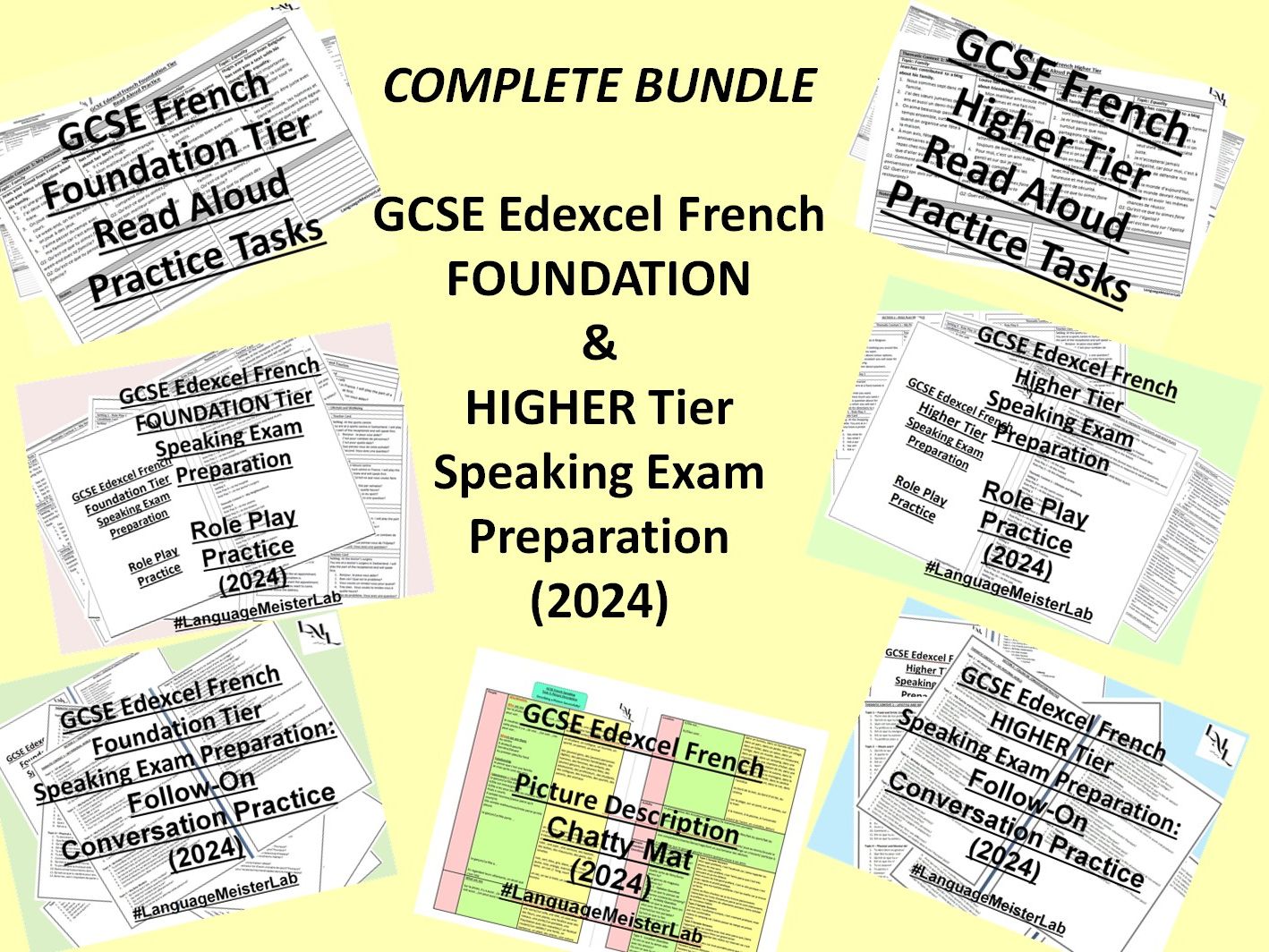 Complete Bundle: GCSE Edexcel French Foundation and Higher Tier Speaking Exam Preparation (2024 Spec)