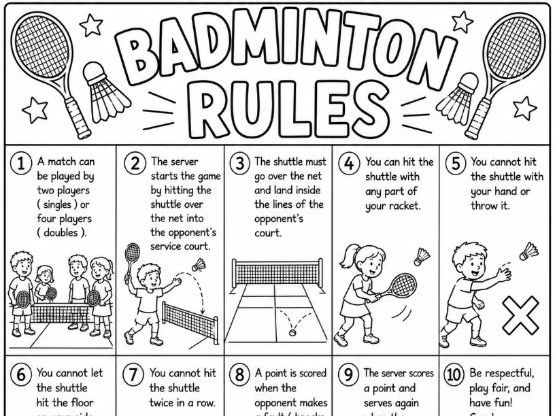 Badminton Rules Colouring Worksheet