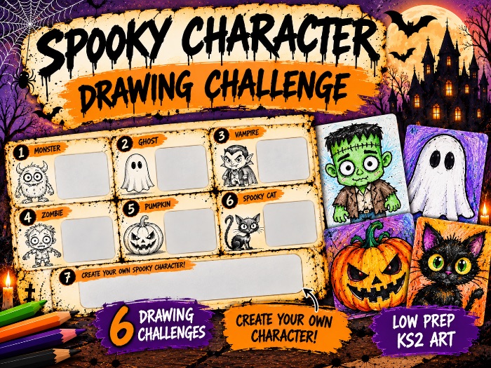 Spooky Character Drawing Challenge KS2 | Halloween Art Activity