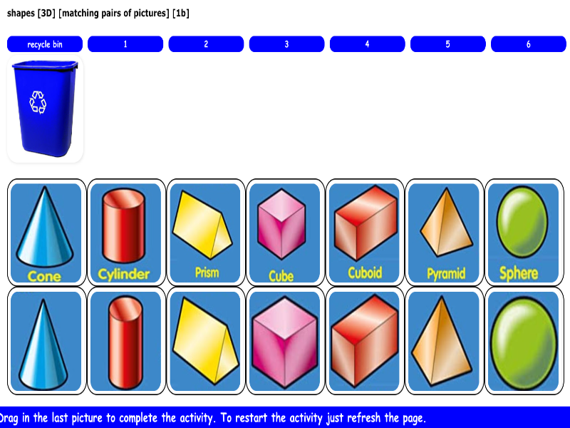 shapes [3D] [matching pairs of pictures] [1b]