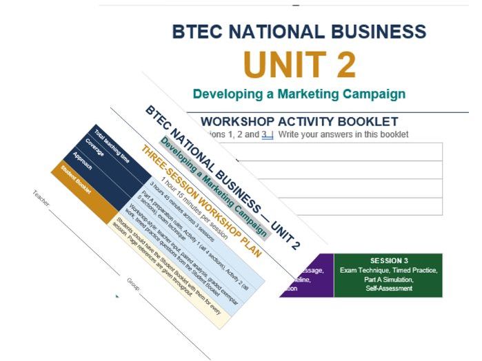 BTEC Unit 2 Marketing Workshop Plan and Booklet