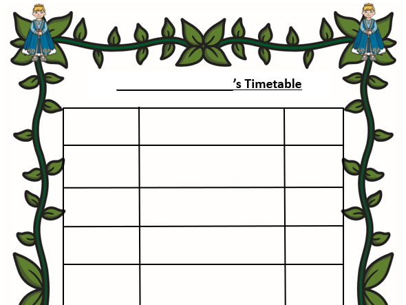 Princess Themed Blank Visual Timetable