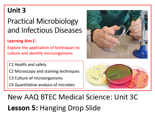 AAQ BTEC Medical Science Unit 3C Practical Microbiology - Lesson 5: Hanging Drop Slide