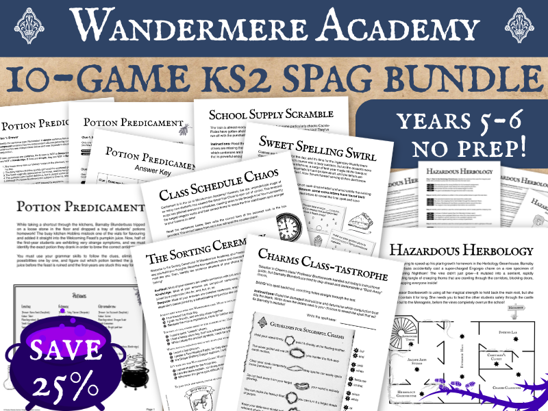 KS2 SPaG Bundle | 10 Grammar Games | Wandermere Academy | Year 5 and 6