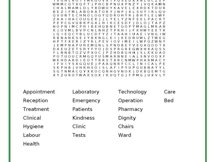 Hospital Wordsearch