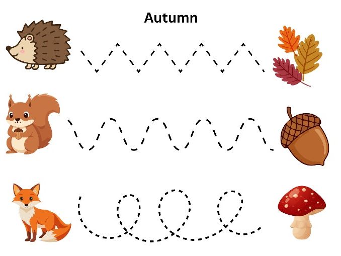 Autumn Handwriting Pattern Tracking Worksheets – EYFS Fine Motor & Pre-Writing