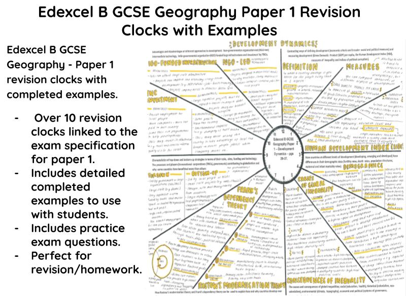 Edexcel B GCSE Geography Paper 1 Revision Clocks with Examples