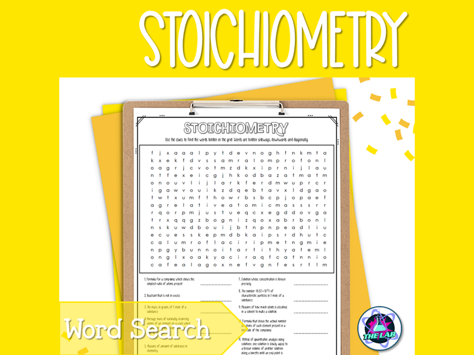 Stoichiometry Word Search