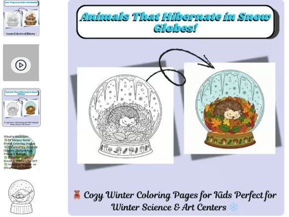 Animals That Hibernate in Snow Globes coloring pages