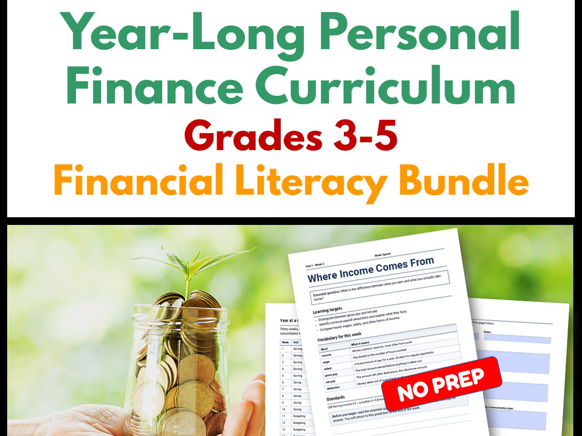 Year-Long Personal Finance Curriculum | Grades 3-5 | Financial Literacy Bundle