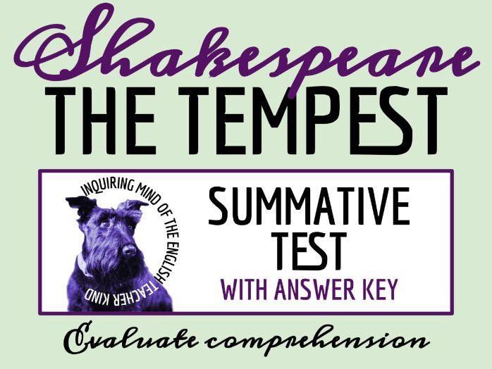 William Shakespeare's The Tempest Summative Test and Answer Key | Final Exam