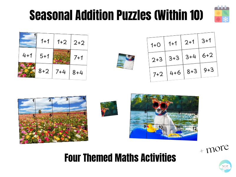 Seasonal Addition Puzzles (Within 10) – Four Themed Maths Activities