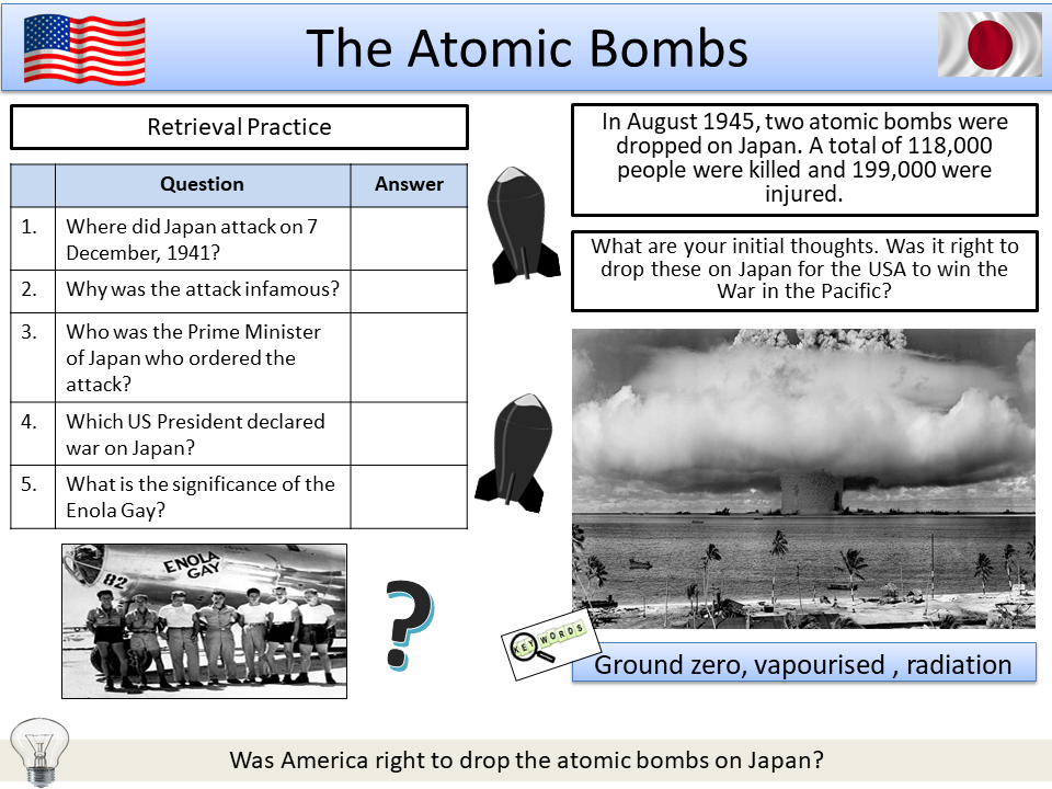Dropping of the Atomic Bombs on Japan Teaching Resources