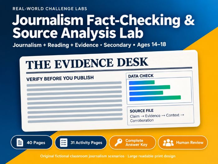 Journalism Fact-Checking & Source Analysis Lab | KS4–KS5 | Years 10–13 | 40 Pages