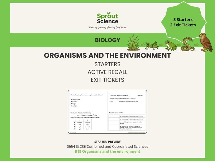 B18 Organisms and the Environment | Starter Activities & Exit Tickets | IGCSE Biology