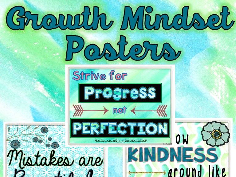 Growth Mindset Posters - Positive Quotes- Watercolor