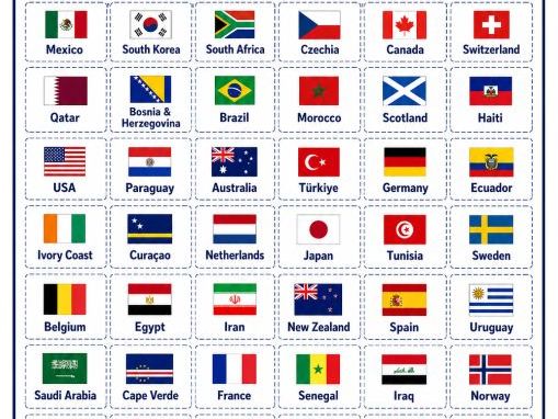 World Cup 2026 Sweepstake Team Draw Cards