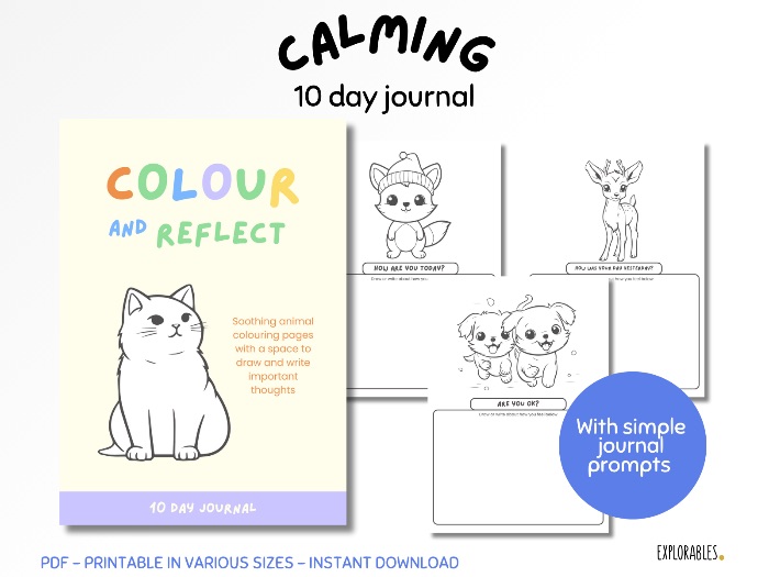 Calming Journal For Kids Journal Prompts Digital Download Soothing Kids Activities Calm Corner