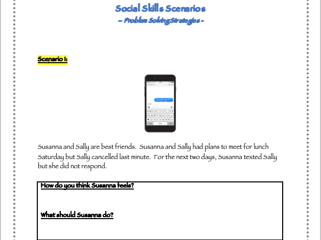 Social skills problem solving scenarios teaching resources