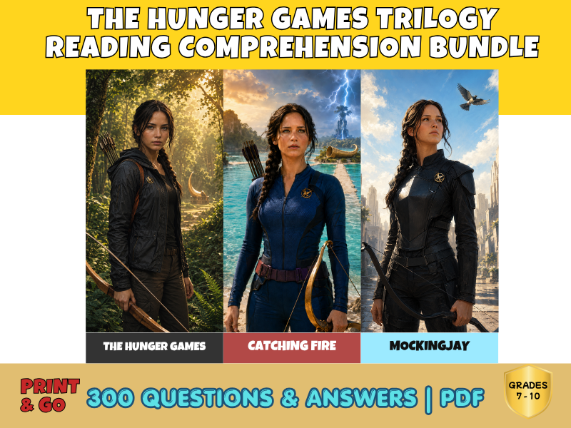 The Hunger Games Trilogy Reading Comprehension Bundle | 300 Questions Years 7-10 English