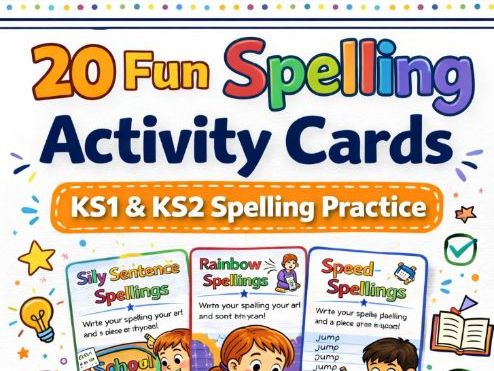 20 Fun Spelling Activity Cards | KS1 & KS2 Spelling Practice