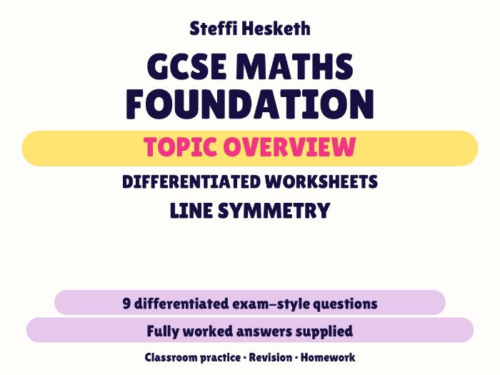 GCSE Foundation Line Symmetry | Topic Overview Differentiated Worksheet