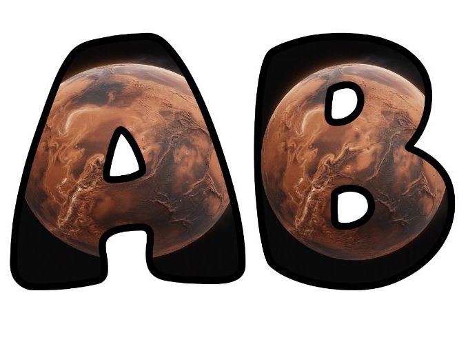 Planet Mars Space Classroom Display | Lettering Set | Upper & Lowercase, 0-9 and Signs