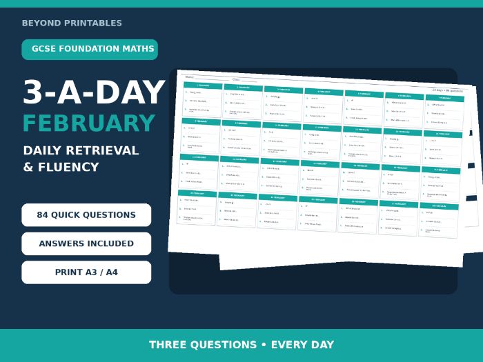 GCSE Foundation One-Mark Skills 3-a-Day February | Daily Retrieval | Answers