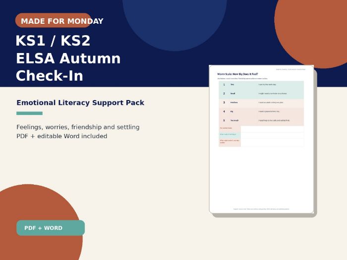 KS1/KS2 ELSA Autumn Check-In Pack | Emotional Literacy Support