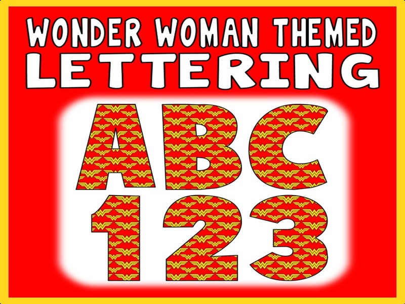 WONDER WOMAN THEMED LETTERS & NUMBERS - TEACHING RESOURCES DISPLAY ALPHABET SUPERHEROES