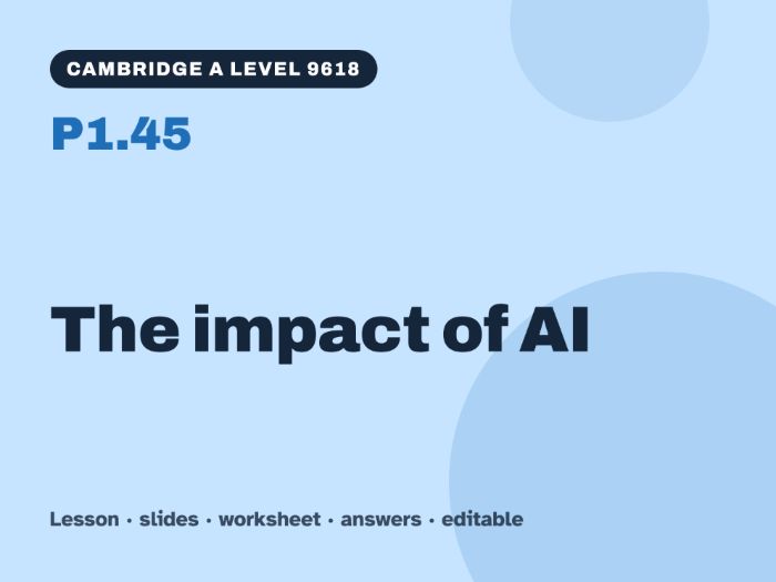 Cambridge A Level Computer Science 9618 – P1.45 The impact of AI – Lesson & Worksheet