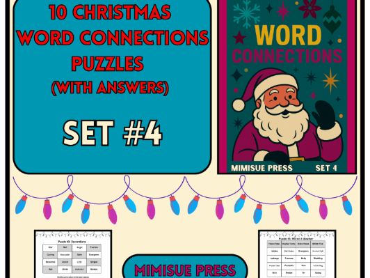 10 Christmas Word Connections Puzzles SET 4 (Holiday/Party Game)