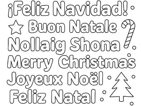 Happy Christmas in Global Languages Colouring Sheet