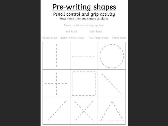 Pre-Writing Shapes Pencil Grip Assessment Activity