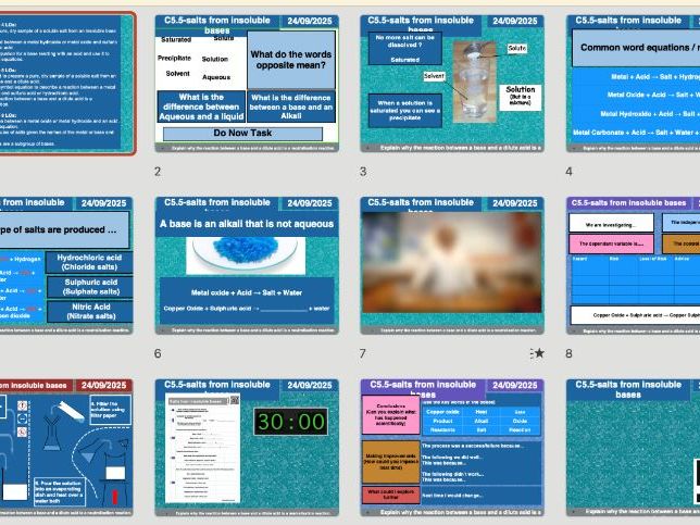 AQA GCSE Chemistry C5.5 – Salts from Insoluble Bases | Editable Lesson, Worksheets & Answers + Free