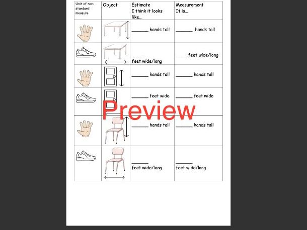 Non-standard units of measure classroom hunt