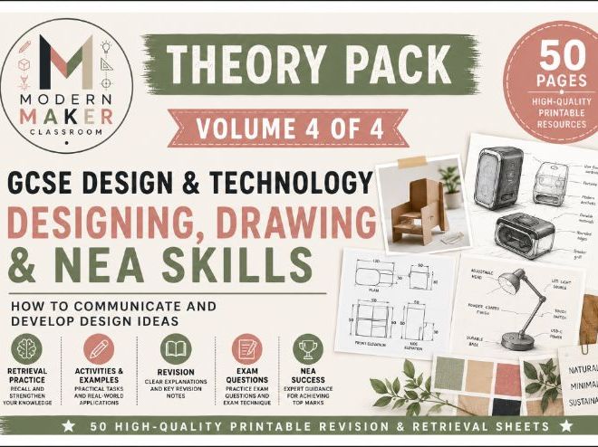 GCSE Design & Technology Theory Pack Volume 4 of 4: Designing, Drawing & NEA Skills | AQA GCSE D&T
