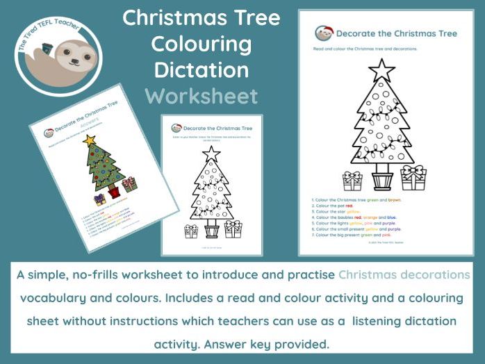 ESL Christmas Tree Colouring Dictation