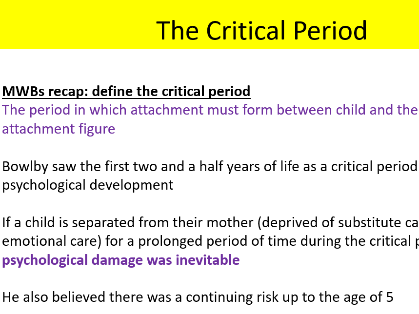 2025 spec AQA Psychology maternal deprivation