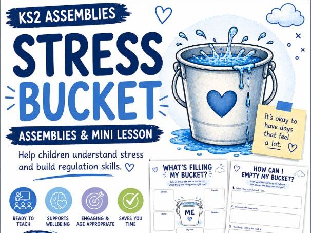 Stress Bucket Lesson & Worksheets (KS2) | Emotional Regulation & Mental Health | PowerPoint&Activity
