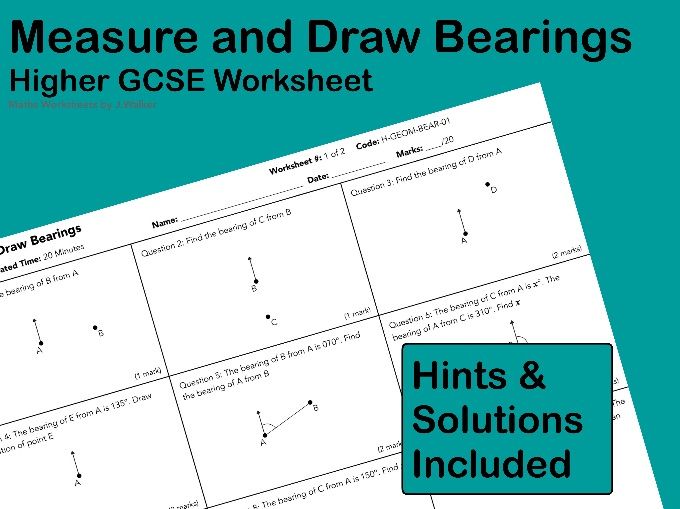 GCSE Maths Worksheet: Measure and Draw Bearings - Higher Tier