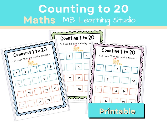 Farm Count to 20 Missing Number Worksheet | EYFS, KS1, Pre-K–1st Grade