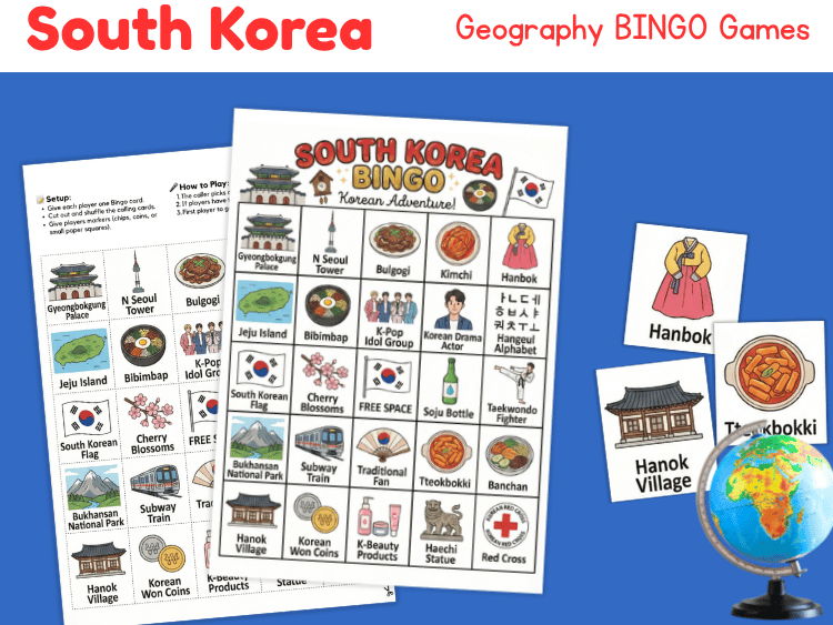 South Korea Geography Bingo Game | Culture, Food & Landmarks