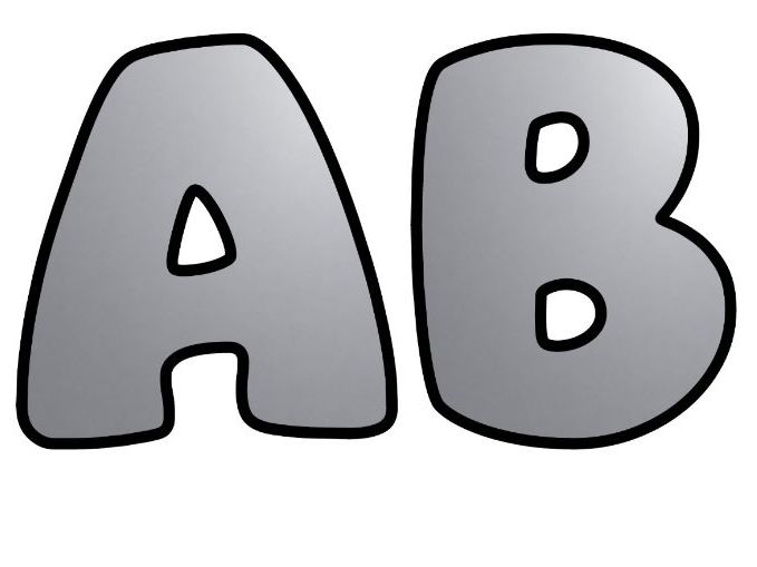 Silver Grey Bubble Letters | Plain Colour Bulletin Board Letters | Printable Alphabet A-Z and 0-9