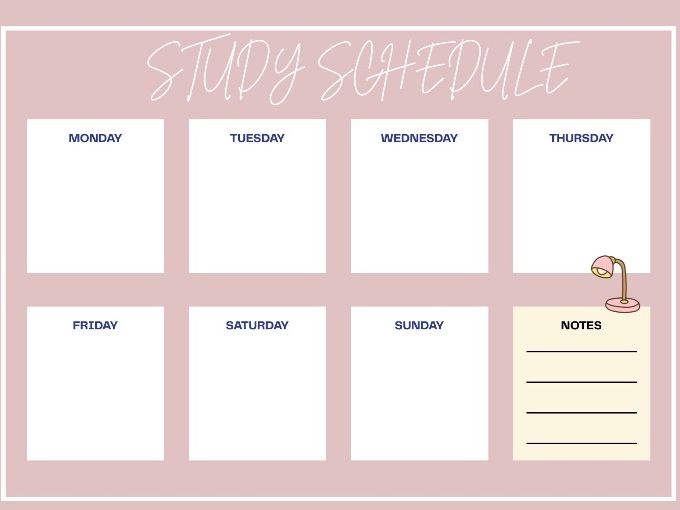 Study Schedule - Pink